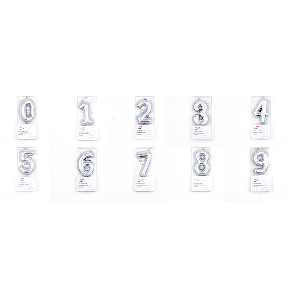 Classic Silver Number Candle No. 0-9