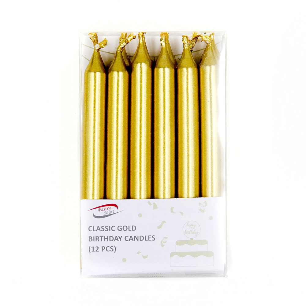 Classic Gold Birthday Candles 12pcs
