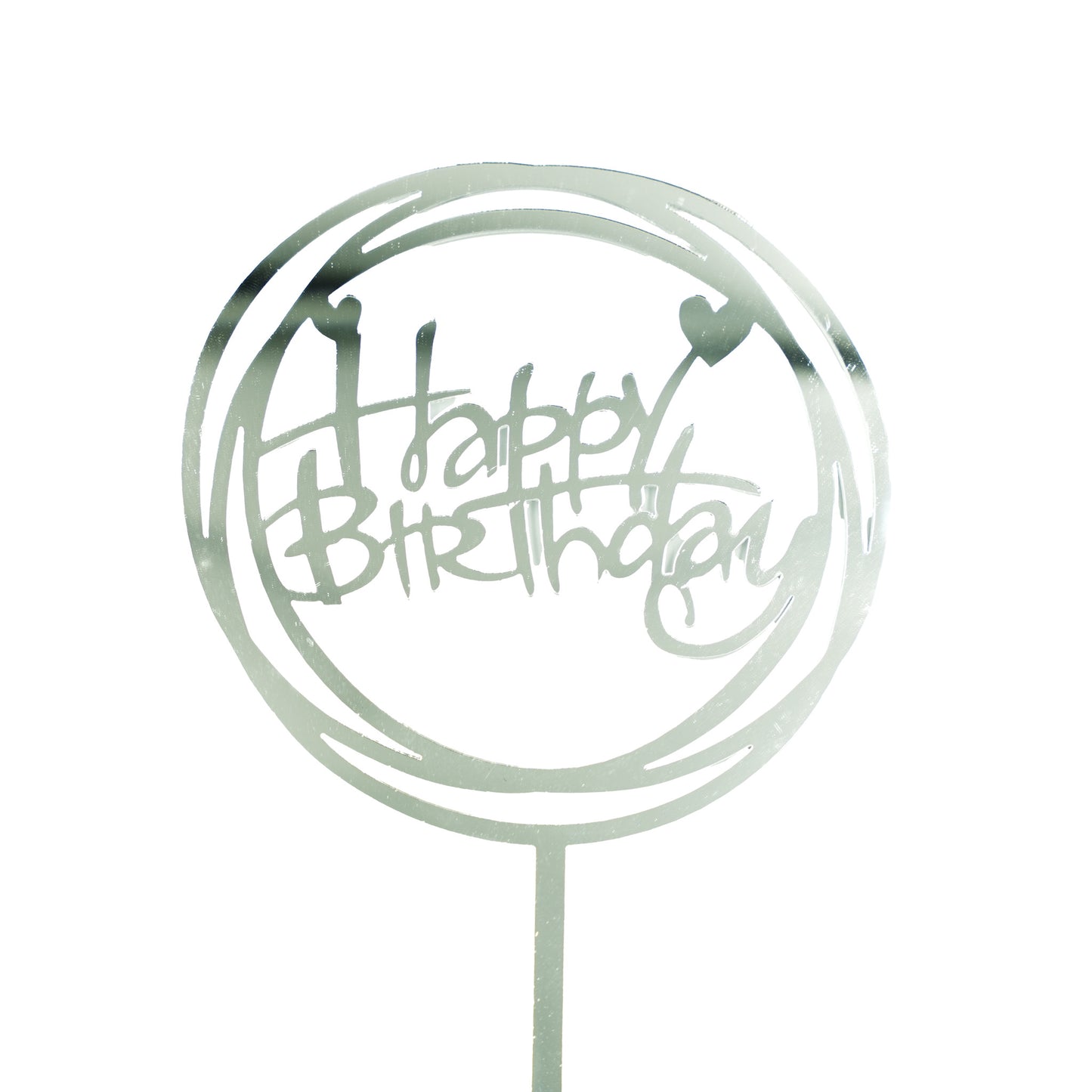 Happy Birthday Circle Cursive Cake Topper