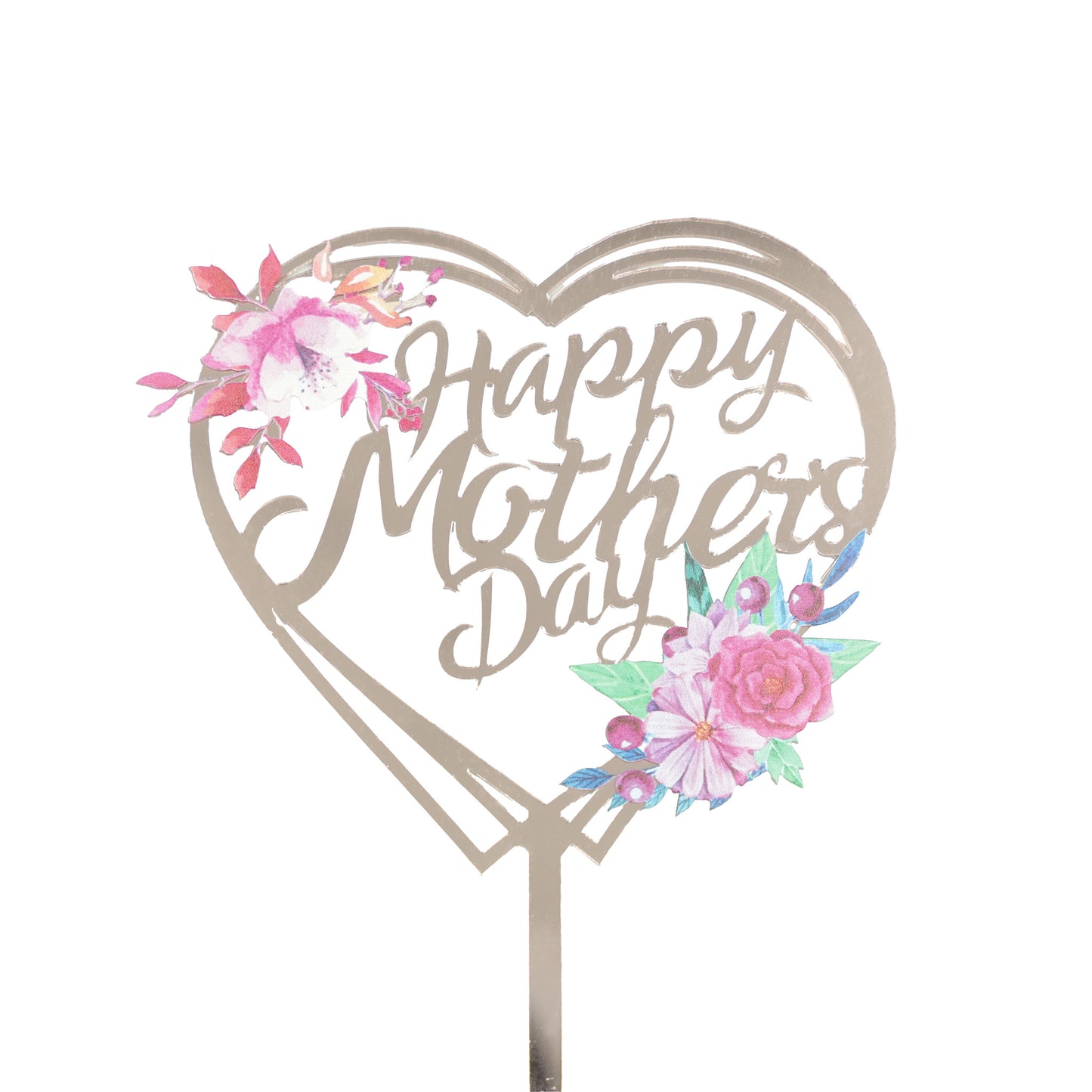 Happy Mothers Day Heart Cake Topper