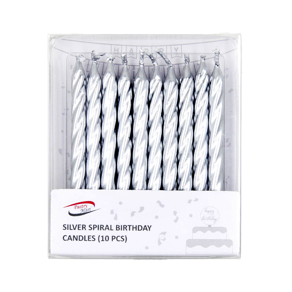 Silver Spiral Birthday Candles 10 pcs