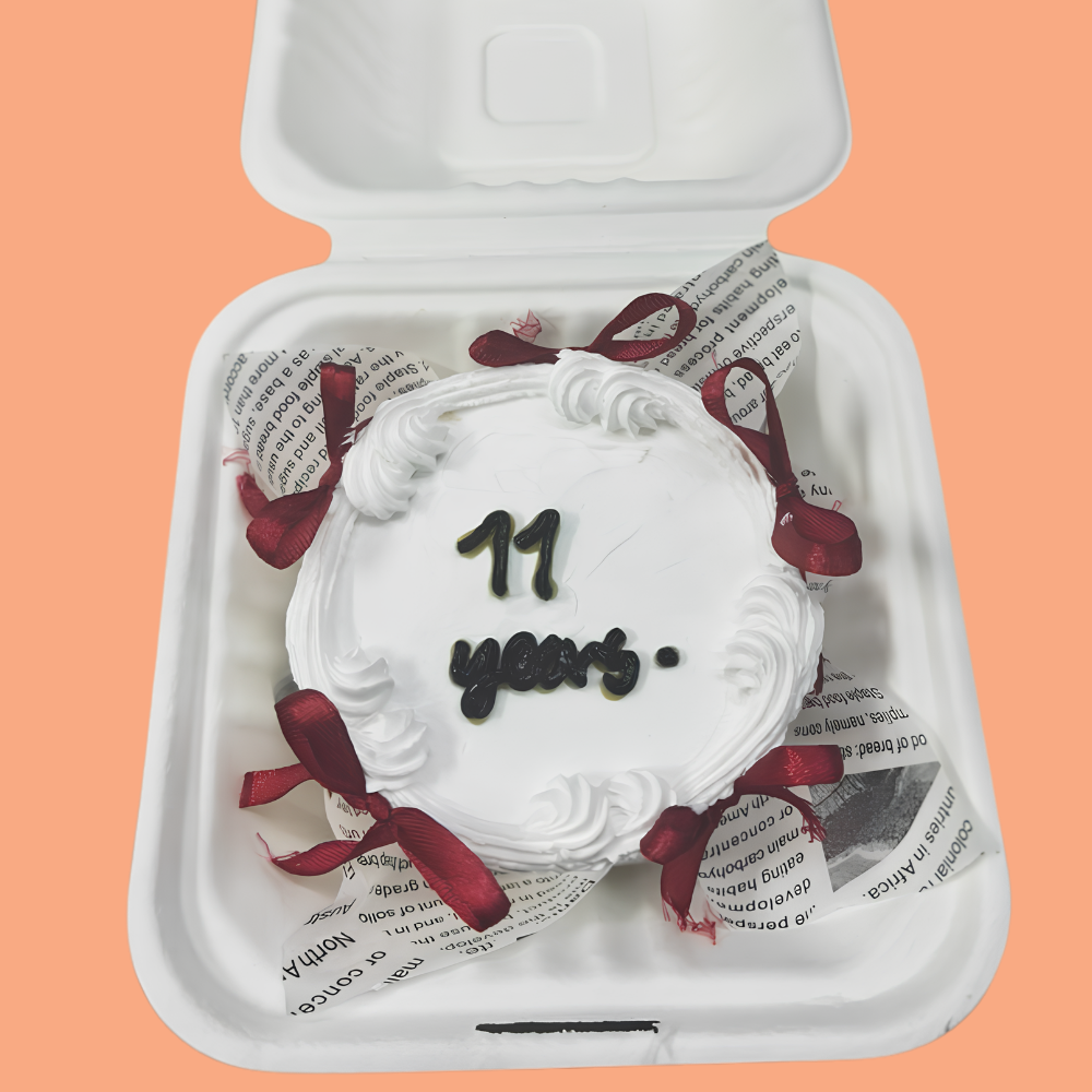 Black & White Anniversary Ribbon Bento Cake