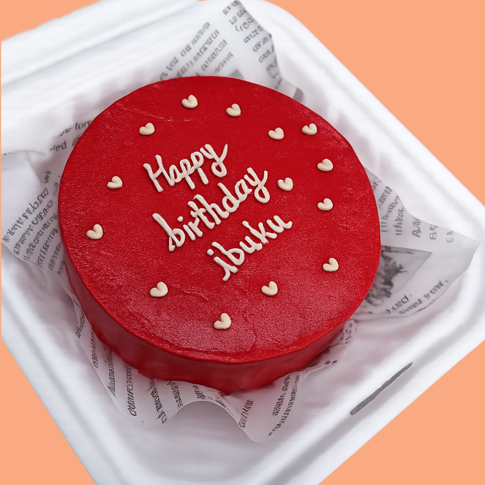 Red Bento Cake with Mini Hearts