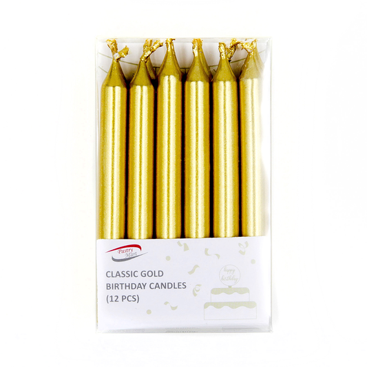 Classic Gold Birthday Candles 12pcs