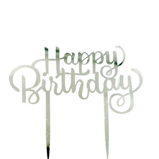 Happy Birthday Cursive Text Cake Topper