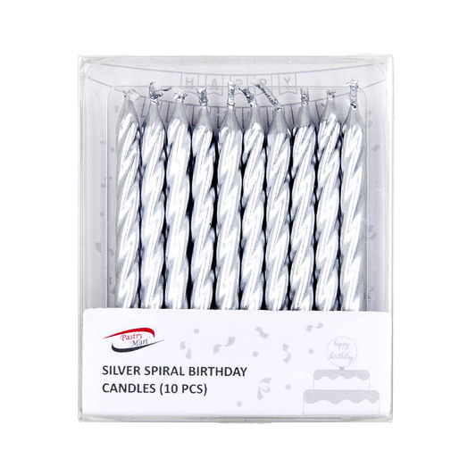 Silver Spiral Birthday Candles 10 pcs